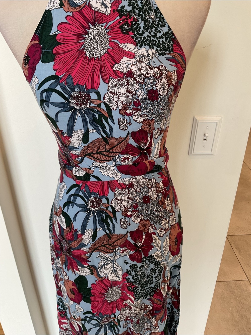Lulu's Blue Maxi Dress with Red Floral Print - Picture 4 of 9